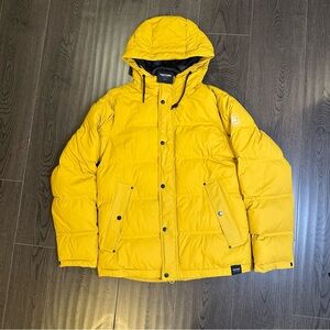 Tretorn Eco Essentials Puffer Jacket Yellow Hooded Insulated Coat Men’s Small